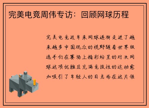 完美电竞周伟专访：回顾网球历程